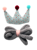 Set de Broche de Corona con Moño de Estambre