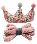 Set de Broche de Corona con Moño de Estambre