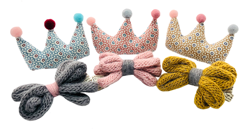 Set de Broche de Corona con Moño de Estambre