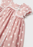 Vestido estampado con lunares y motivos de encaje para bebé