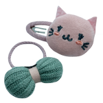Cuca de cabeza de animalito o fruta con liga de moño puff