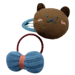 Cuca de cabeza de animalito o fruta con liga de moño puff