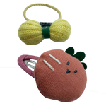 Cuca de cabeza de animalito o fruta con liga de moño puff