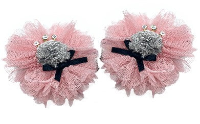Juego de Flores de Tul con Pompón y Brillos