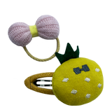 Cuca de cabeza de animalito o fruta con liga de moño puff
