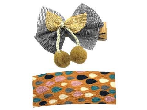 Set de Moño con Broche Forrado de Gotas