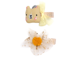 Broche Osito Print Cuadros y Flor Tul Glitter