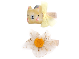 Broche Osito Print Cuadros y Flor Tul Glitter