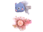 Broche Osito Print Cuadros y Flor Tul Glitter