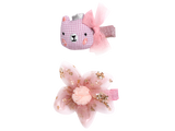 Broche Osito Print Cuadros y Flor Tul Glitter