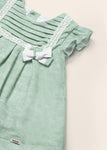 Vestido verde Aqua de lino para recién nacido