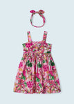 Vestido Primavera con diadema elástica de algodón para niña